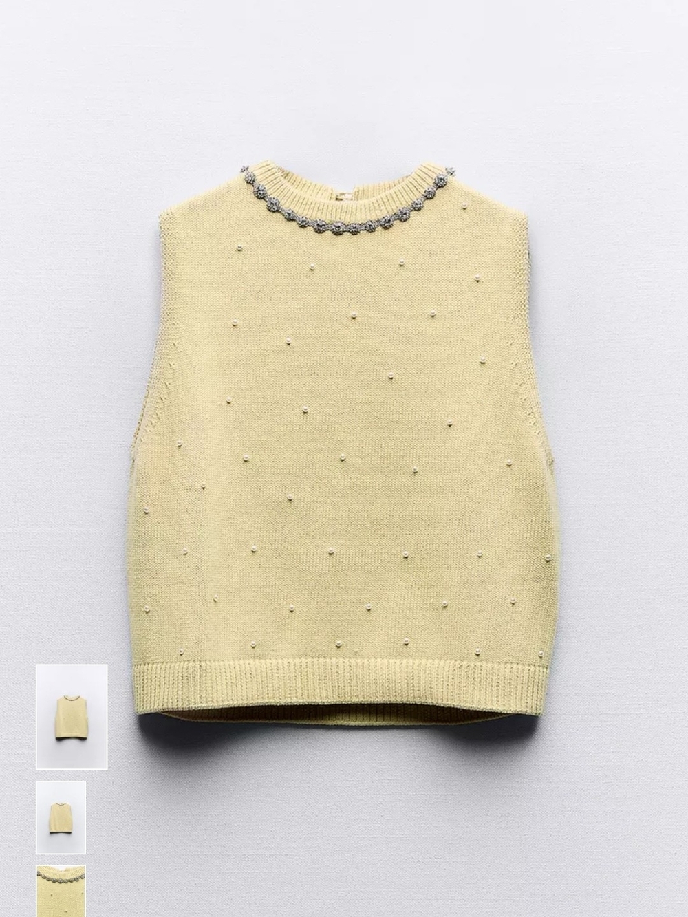 Zara Butter Yellow Pearl Sweater Top M